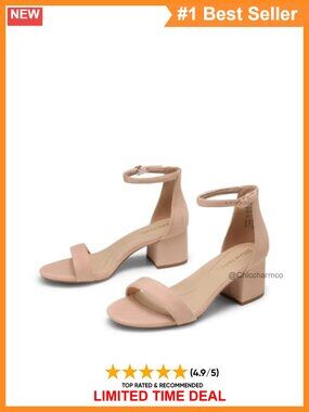 Women's Low Block Heel Sandals Single Strap Buckle Ankle Cushioned